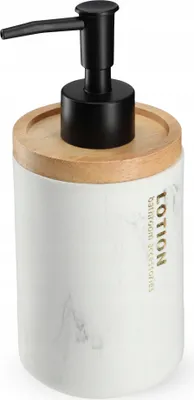Obrázok produktu pre Dávkovač mydla KADAX "Colmar", dávkovač tekutého mydla s bambusovým vekom, biely, 17,5 cm