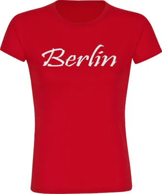 Produktbild von multifanshop Damen T-Shirt - Berlin rot - Schriftzug, rot, Größe L