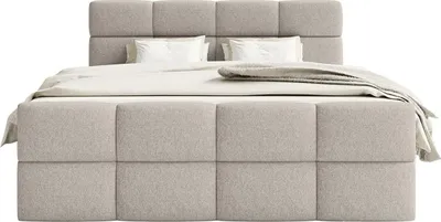 Produktbild von FEDVE Boxspringbett ALZEA aus Chenille-Stoff 160x200 cm, Grau
