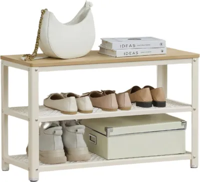 Produktbild von Schuhbank mit 2 Gitterböden – Schuhregal – platzsparend – 30 x 73 x 45 cm