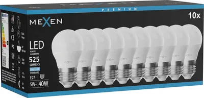 Obrázek produktu pro Mexen Nova 10x LED žárovka E27, G45, 5W, Studená - 6500K, 525 lm - L101-E27-0565-01x10