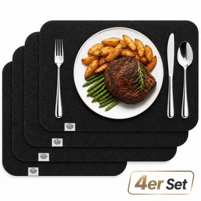 Produktbild von Platzset 4er Set Tischset Platzmatte Platzdecke Tischmatte Anthrazit Waschbar
