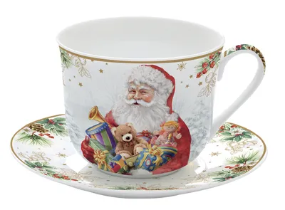 Produktbild von Tasse mit Untertasse SANTA IS COMING Weihnachtsmann für 400ml in GB Easy Life