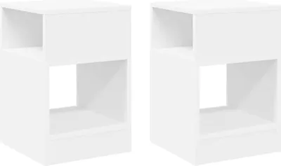 Produktbild von "WINTER SALE"Sofatisch/Beistelltische - elegante Design - 2er Set - Weiß 30,5 x 30 x 45 cm Holzwerkstoff - für Wohnzimmer, Eingang NEU2039820