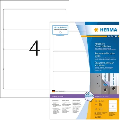 Obrázek produktu pro HERMA 10141, Bílá, Zaoblený obdélník, Vyjímatelná, Papír, Matný, Laserová/inkoustová tiskárna