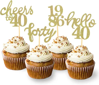 Produktbild von 40. Geburtstag Cupcake-Topper "40 von 1986" - Set mit 24 Stück - Dekoration für den 40. Geburtstag