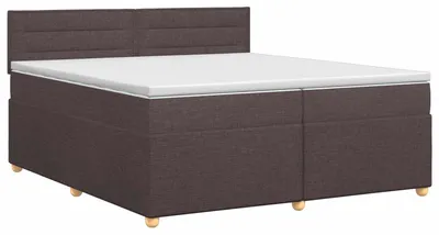Image de vidaXL Lit boxspring avec matelas brun foncé 200 x 200 cm Tissu