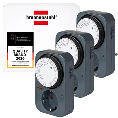 Produktbild von Brennenstuhl 3er Set Zeitschaltuhr MZ 20, mechanische Timer-Steckdose – 3 Stück
