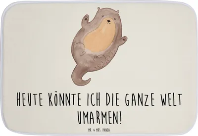 Produktbild von Mr. & Mrs. Panda Badezimmer Matte Otter Umarmen - Weiß - Geschenk, badezimmermatte, Badteppich, Seeotter See, Badvorleger, Bad Fußmatte, glücklich, Hallo, duschmatte