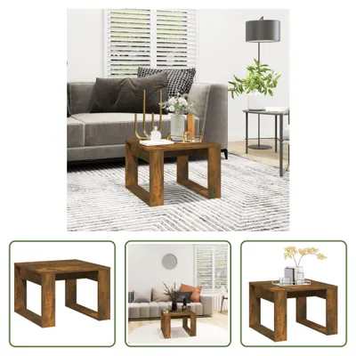 Obrázek produktu pro The Living Store boční stolek kouřový dub 50x50x35 cm materiál na bázi dřeva
