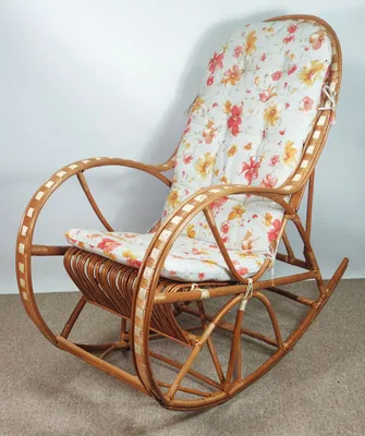 Produktbild von Korbstuhl, Schaukelstuhl aus Weide Modell Ole inkl. Polster Flower, Rattan Schaukelstuhl