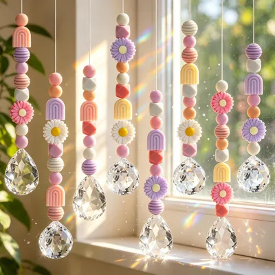 Immagine prodotto di Set di 8 cristalli per creare giochi di luce, kit fai-da-te per creare arcobaleni, 97 pezzi, sfera di cristallo per finestre, giardino, matrimonio