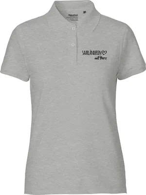 Produktbild von Huuraa Damen Polo Shirt Saarländerin mit Herz L Sport Grey Bio Baumwolle Fairtrade Poloshirt Geschenkidee