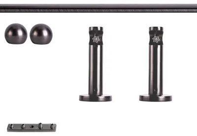 Produktbild von Gardinenstange Set Innenlauf, 1-läufig, ⌀ 19 mm, 120 cm, anthrazit + Wand, Kugel-Ball Komplettset Innenlauf mit Halterungen & Endstücke, Vorhangstange in Silber, Rot-Bronze & Anthrazit, 120–400cm, Eisen, Aluminum Victoria M.