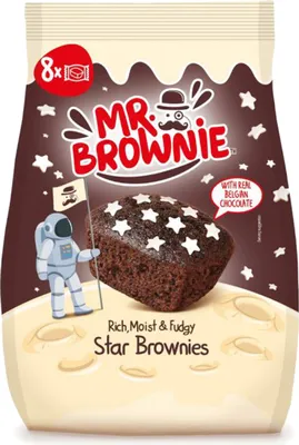 Produktbild von Mr. Brownie Star Brownie aus echter belgischer Schokolade 200g
