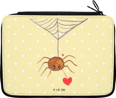 Produktbild von Mr. & Mrs. Panda Bleistiftetui Spinne Agathe Liebe - Gelb Pastell - Geschenk, Liebesbeweis, Schüleretui, Federmäppchen, Liebesgeschenk, Mäppchen, Schlampermäppchen