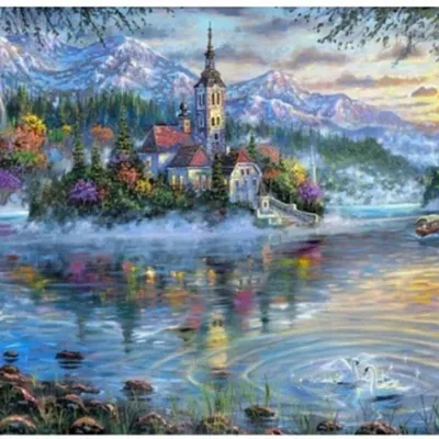 Imagen del producto de Mosaico De Diamantes, Castillo En Una Isla, Arte Creativa, 30X40 Cm