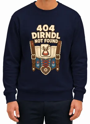 Obrázek produktu pro 404 – Dirndl nenalezen. Veselá trička s tradičními motivy, kožené kalhoty, mikina s motivem Oktoberfestu, svetr, tmavě modrá barva, velikost 3XL