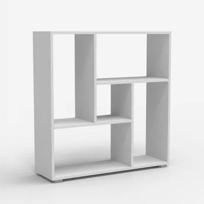 Produktbild von Niedriges Bücherregal für Büro Arbeitszimmer Wohnzimmer weiß modernes Design Zilly