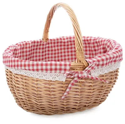 Produktbild von Orion | Weidenkorb - 43x36x35 cm - Picknickkorb mit Futter und Griff - KARO