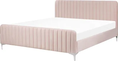 Produktbild von BELIANI Polsterbett Rosa Samtstoff mit Lattenrost 180 x 200 cm Hohes Gestepptes Kopf- und Fußteil Modern Glamourös Doppelbett Schlafzimmer Ausstattung