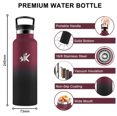 Produktbild von Edelstahl Trinkflasche 500ml, BPA-frei, Auslaufsicher, Isolierflasche, Mujigaga