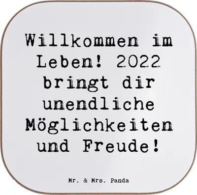 Produktbild von Mr. & Mrs. Panda Untersetzer für Gläser Spruch 2022 Geburtstag Freude - Weiß - Geschenk, Tischuntersetzer, gläseruntersetzer, neues Jahr, Alter, einzigartiger, Coaster