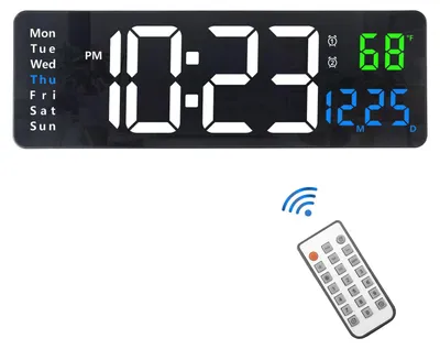 Digitale Wandklok LED 33 cm mit Fernbedienung und Alarm