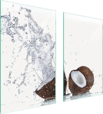 Immagine prodotto di Piastre copri fornelli 2 pezzi 75x52 Copri piano cottura in Vetroceramica tagliere in vetro acqua di cocco
