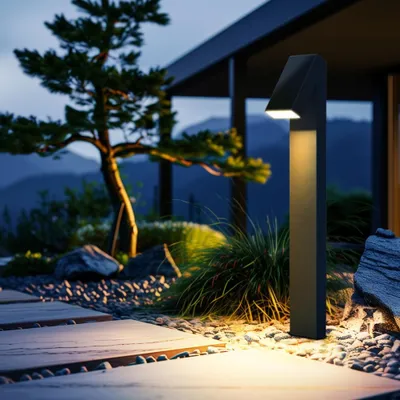 Image de Lampe solaire de jardin à LED IP65 500 lm avec mât et capteur crépusculaire - 3000K