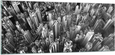 Produktbild von Bilder auf glas - Einteilig - Wolkenkratzer mit Berge - 100x40cm - Glasbilder - Wandbilder - Bilder - zum Aufhängen bereit - Wanddekoration aus Glas - Glas Bilder - Wandbild auf Glas - GAB100x40-4453