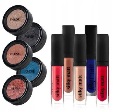 Zdjęcie produktu dla Paese, Zestaw Świąteczny, Silky matt, Pomadka w płynie, 6 ml + Foliowe cienie do powiek Foil Effect