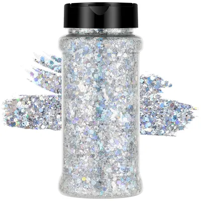 Glitterpulver 57 g, holografisch, Lasersilber, für Make-up & Nagelkunst