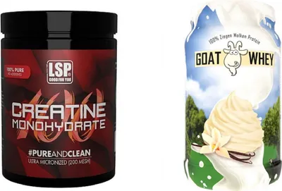 Produktbild von LSP Creatine Monohydrat (500g) + GOAT WHEY Eiweiß (600g), Vanille, Pulver