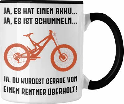 Produktbild von Trendation - Elektrofahrrad E-Bike Tasse mit Spruch Geschenk Ebike Lustige Geschenke Kaffeetasse Rentner Sprüche Rentnerin (Schwarz)