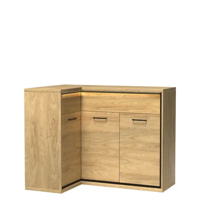 Image de Commode d’angle combinée avec éclairage LED SUCRE 5 – noyer hickory