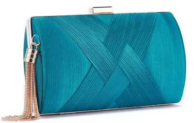 Produktbild von Damenschuh Clutch Abendtasche mit Fransen und Kette, Blau