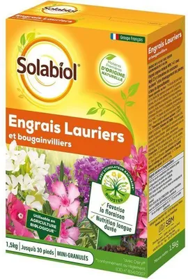 Immagine prodotto di SOLABIOL Fertilizzante per oleandri e bouganville, 1,5 kg, favorisce la crescita e la fioritura, fino a 30 piedi