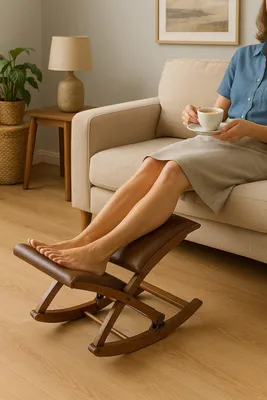 Produktbild von Beinschaukel / Fußschaukel Relax - Massivholz-Gestell, 3-fach verstellbar, Soft-Kunstlederbezug