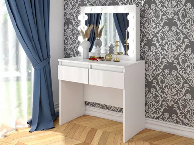 Obrázok produktu pre Toaletný stolík Kozmetický stolík Toaletný stolík Zásuvky Biele make-up zrkadlo LED svetlo