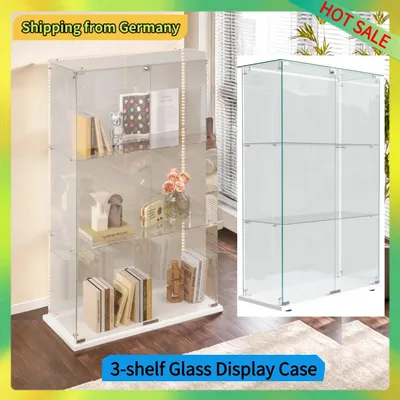Image de Vitrine en verre avec éclairage LED, porte verrouillable et plusieurs étagères