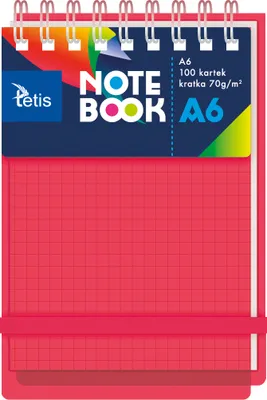 Produktbild von Notizbuch A6/100 Blatt, kariert, PP, rot – Tetis