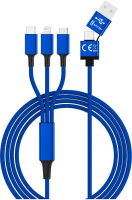 Produktbild von Multi-Ladekabel 5in1, USB-C, Lightning, Micro-USB, OTG, navy-blue