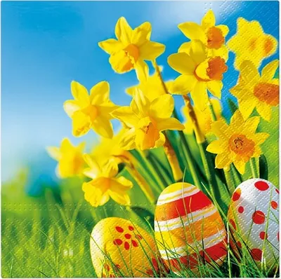Produktbild von 20 Servietten Eggs Among Daffodils - Ostereier unter Narzissen 33x33cm