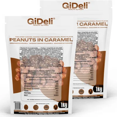 Produktbild von Gebrannte Erdnüsse 2kg Karamell Süß Knusprig Snack Party Gastronomie GiDeli