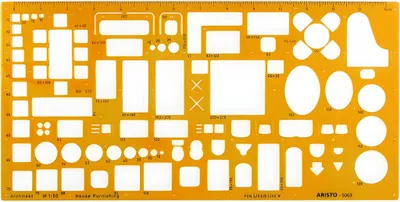 Produktbild von Aristo Möblierungsschablone Architekt 1:50, 300 x 150 mm, Tuschenoppen