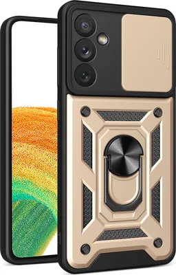 Produktbild von Hülle für Samsung Galaxy A34 5G mit Ring Ständer Halter Dia Kameraschutz TPU PC Hybrid Handyhülle Gold