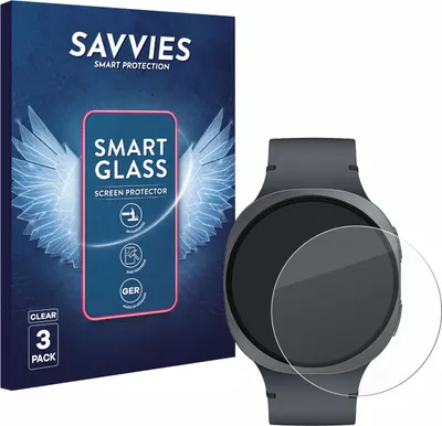 Produktbild von 3x Savvies Schutzglas Folie für Samsung Galaxy Watch 8 (44 mm) 9H Panzer Schutzfolie Glas Displayschutz klar transparent