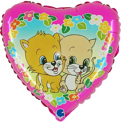 Zdjęcie produktu dla Balon Foliowy kotki, Serce, 46 cm, Grabo