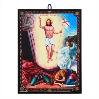 Obrázek produktu pro Elzusha - Ortodoxní dřevěná ikona Vzkříšení Ježíše Krista, rozměry 9,6 x 13,5 cm